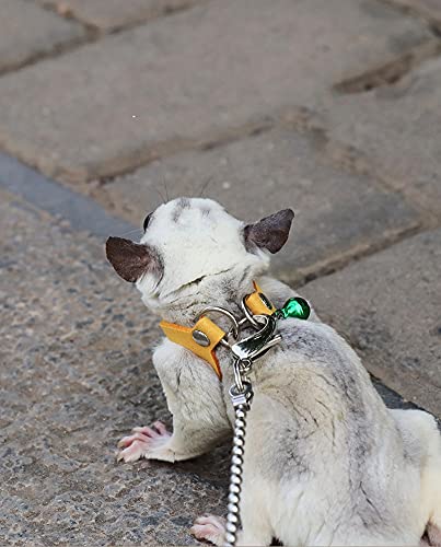 3 Pack Sugar Glider Harness and Leash Set - Adjustable Traction Rope Strap Anti-Biting Chain Rope, Small Animal Training Walking Vest Leash for Sugar Glider Squirrel Hamster Rat Birds Reptile (Yellow) - color: Yellow
