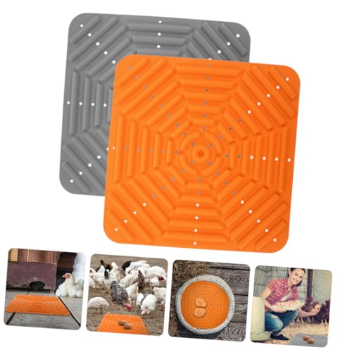 Angoily 2pcs Washable Chicken Coop Nesting Pads Lightweight Silicone Bedding Mats for Nesting Boxes Durable and Easy to Clean Chicken Cage Floor Protection Gray Orange