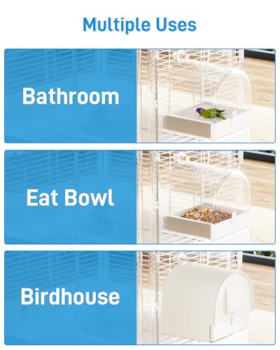 BUCATSTATE Hanging Bird Bath for Cage, 3 in 1 Multifunction Bird Bath/Bowl/House, Bird Cage Accessories Suitable for Small to Medium Birds, Like Lovebirds, Finches, Parakeets, Mannikin