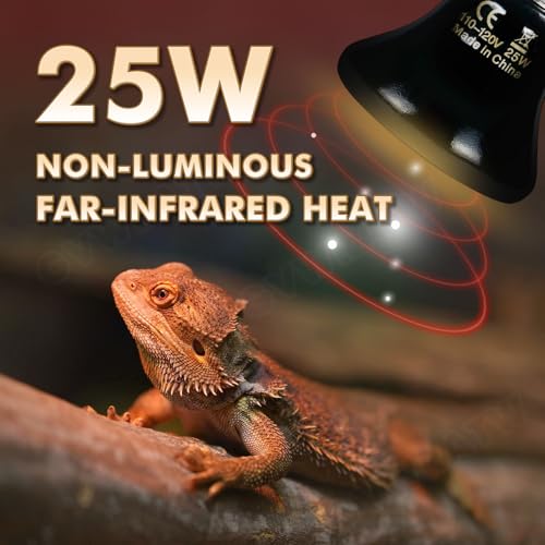 2-Pack Ceramic Heat Emitter Lamp 0.2inch(60mm)– 25W, Non-Light Emitting, 24/7 Safe Heat for Reptiles & Small Pets, E26 - color: 25 Watt, size: 60 mm
