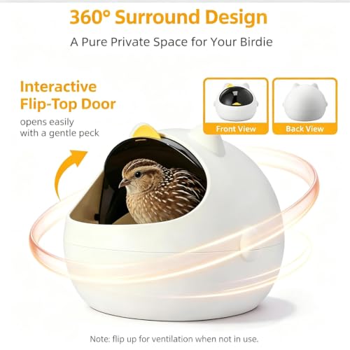 Quail Nesting Box, Space Capsule Quail House with Interactive Door, Cozy Detachable Tabletop Bird Hut for Cage, Nido para Pajaritos for Quail, Parakeet, Pigeon, Small Bird