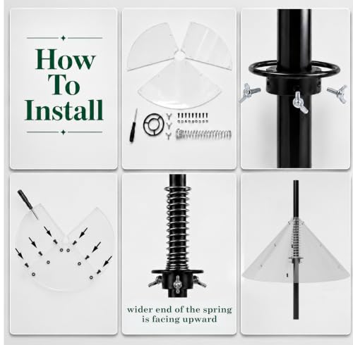 Premium Squirrel Baffle for Bird Feeder Pole Protector with Spring for Better Defense 19 Inch Slinky to Bird Feeders Outside Mount Anti Raccoon Rodent Stopper Garden Accessories Backyard