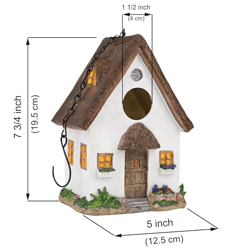 Bird House for Outside, Resting Place for Birds, White Hanging Natural Bird Nest, Bluebird House Handcrafted Hut-White - color: A-White Bird House