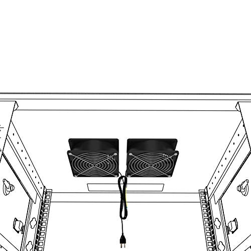 Network Cabinet Fan (2pc) for Server Rack Cooling - Tupavco TP1510 | Dual fan kit for 19in network cabinets - easy rackmount muffin fan for high performance cooling, 120mm/4in size