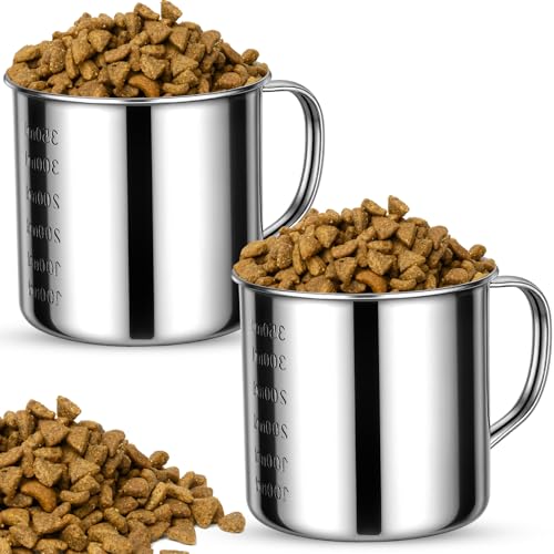 2 Pcs Dog Food Scoop 1.5 Cup,304 Stainless Steel Measuring Cups,1.5 Cup Measuring Scoop for Dogs, Cats, Birds & Rabbits - size: 1.5 CUP