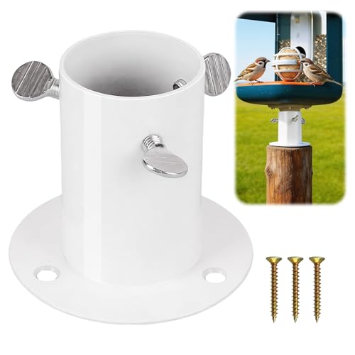 Metal Fence Pole Mount Adapter for Smart Bird Feeder Durable, Weather-Proof Post Mount Base Bird-Feeder with 6 Screws Easy Installation