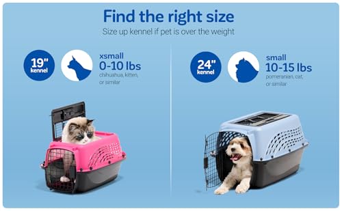 Petmate Dog Crates for Small Dogs & Cat Carriers, Two-Door Plastic Pet Kennel, Top & Front Loading, Made in USA, 24" For Pets Up To 15 lb, Pearl Tan | Plastic pet kennel made in USA, for small pups and kittens, dual entry design, great for travel and vet