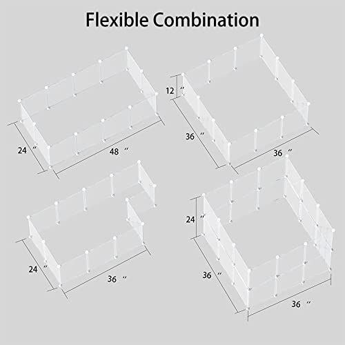 LURIVA Transparent Clear Small Animal Playpen, Guinea Pig Cages, Puppy Dog Playpen, Pet Playpen, Rabbit Bunny Indoor Fence Pen Enclosure, White Clear Plastic Playpen,12X12 Inch, 12Panels