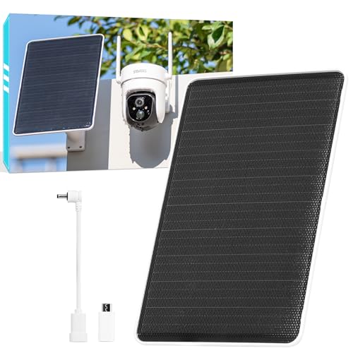 5V 8W Solar Panel for Security Camera, for Bird Feeder, 4G AOV Trail Cam, Ring Tapo Eufy Vicohome Eseecloud, Native USB-C, Micro-USB & DC 3.5mm*1.35mm, 23% Conversion, 9.8 Ft, 260 Days Care Plan - color: 1 Pack AOV USB-C & Micro_USB & DC 3.5mm*1.35mm
