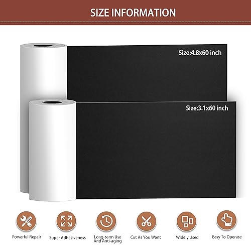 Besezx Leather Repair Patch Tape Kit, Self Adhesive Leather Repair for Furniture, Couch, Sofa, Car Seats,Office Chair,Vinyl Repair Kit.4.8inx60in - color: Black, size: 4.8 in x 60 in