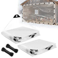 6.6x13ft Anti-Tear Clear Tarp Waterproof - 2pcs Windproof Poly Tarpaulin, Heavy Duty Transparent Enclosure with Grommets for Covering Chicken Coops Greenhouse Garden Plants - size: 6.6x13ft
