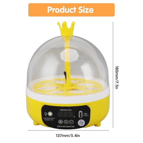 Tissting 4-Egg Mini Incubator with Transparent Lid | 7W Power & Humidity Control | Clear Viewing Window | Auto Egg Turning | for Chicken, Duck, Quail, Pigeon(Auto Turning) - color: 4 Eggs Auto Turning