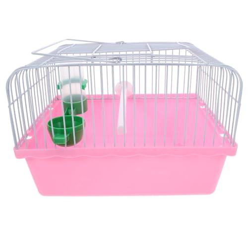 Toddmomy Portable Bird Travel Cage for Small Birds Parrots Lovebirds with Perch Food Box Water Dispenser 9.29X6.57X9.29 Inches - color: Pink