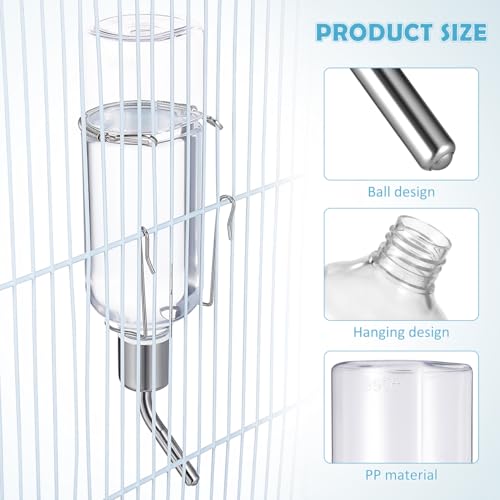 Angoily Hanging Water Bottle 2.75Oz Automatic Pet Water Dispenser for Small Animals Rabbit Cat Bird Portable Feeder with Durable Hangers for Cage Travel