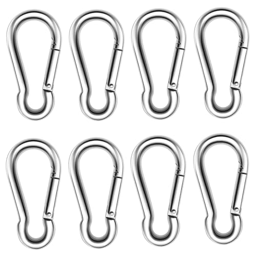 3.15 Inches 4 Inches Stainless Steel Carabiner for Gym Equipment Connection, EFFIET Heavy Duty Spring Snap Hook Clips Buckle for Gym Exercise, Punching Bags, Hiking, Camping