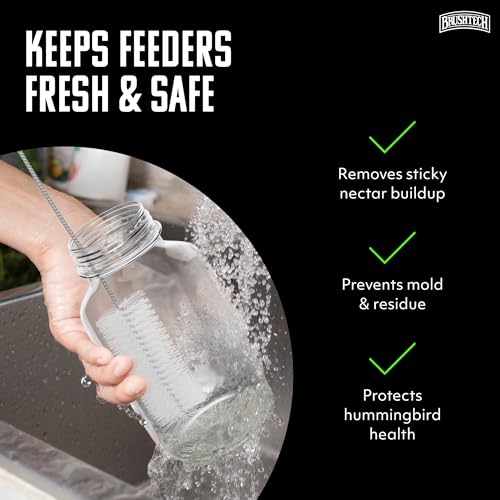 Brushtech 2-in-1 Hummingbird Feeder Brush - Dual-Head, Ergonomic (White) | Dual-Head Cleaning, Large Head for Nectar Bottles & Small Head for Socket Cleaning, Galvanized Steel & Plastic Construction - style: Dual Head