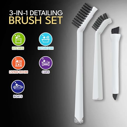 Grout Cleaning Brushes Set (3 Pcs) Deep Cleaner Multi-Purpose Stiff Bristle Brush, Cleaning Toothbrush for Cleaning Corners, Spaces, Tile, Shower, Window & Door Track, Floor, Juicers and Tight Spaces - color: 3-in-1 Cleaning Brush Set