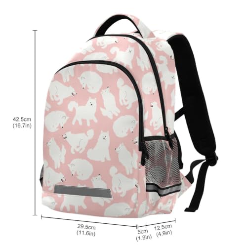 Kids Samoyed Dog Backpack for Boys Girls School Bags | Elementary Middle, Travel Daypack Lightweight Waterproof with Reflective Strip - color: Cute Samoyed Dog