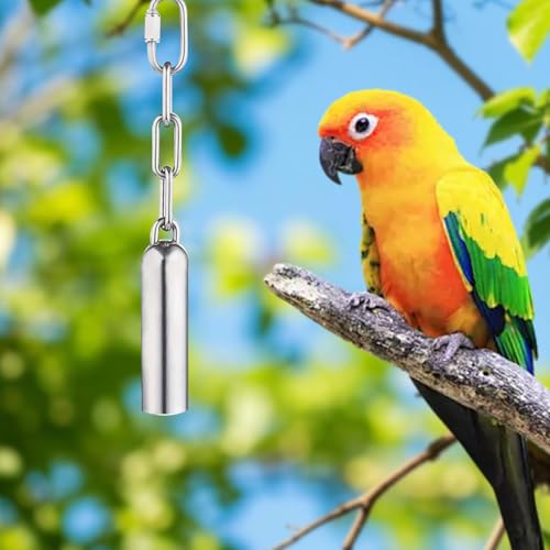 LWINGFLYER Stainless Steel Bird Bell Toy for Large Parrots – Hanging Bird Cage Toy with Quick-Link Clip, Durable & Easy-Clean Parrot Toys for Macaws, Cockatoos, African Greys