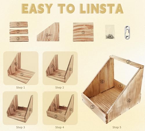 61pcs Novice Home Chicken Farming Set, 2 Pieces Nesting Boxes for Chickens, Coop Scoop for Sand, Chick Feeder and Waterer Set, 6pcs Wooden Eggs for Chicken Coop, 50Pieces Chicken Leg Bands Multicolor