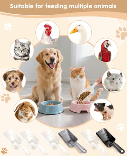 2-Pack Dog Food Scoop 1 Cup, Plastic Pet Food Measuring Scoop With Measuring Lines (1/2 & 1 Cup Markings) for Dogs, Cats, Fish, Bird（Black and Transparent（Black - color: Black and Transparent