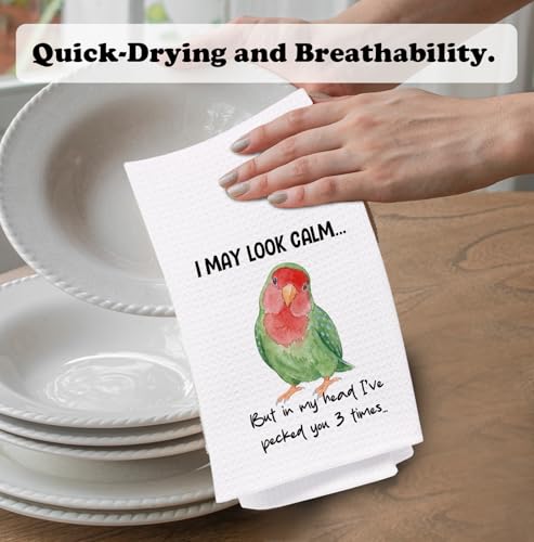 Parrot Kitchen Towel Decorative,I May Look Calm... Funny Parrots Gifts Dish Towels,Parrot Lover Gifts Hand Towels Drying Cloth for Kitchen Bathroom Decor,16x24 Inch - color: Funny-parrot