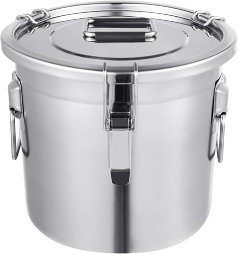 3.17Gal 304 Stainless Steel Airtight Canister,Metal Bucket Large Stainless Steel Canisters - Locking Clamp & Airtight Lids - Dog Food/Bird Seed/Coffee Storage Container - color: 3.17 GAL
