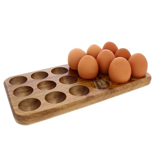 Gui's Chicken Coop Rustic Wooden Egg Tray, 18 Eggs | Holder, Usable in Kitchen Refrigerator or Countertop, for Display or Storage, Easy to Clean - size: 18 Eggs