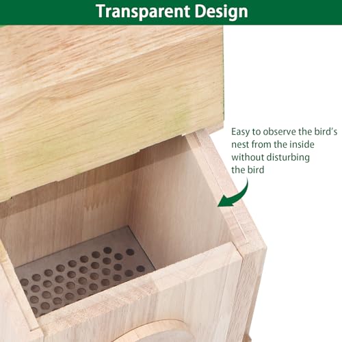 Bird House for Outside with Predator Guard Natural Wooden Bird Houses for Outdoors with Pole Finch Bluebird Cardinals Hanging Birdhouses Clearance Garden Country Cottages (Green, Normal) - color: Green, size: Normal