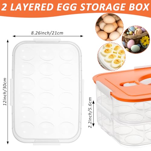 2-Layer Deviled Egg Containers with Lid, 36 Slots Plastic Detachable Egg Tray Carrier with Handle, Clear Eggs Storage Box Portable Eggs Holder for Easter Party Home Kitchen Refrigerator Supplies