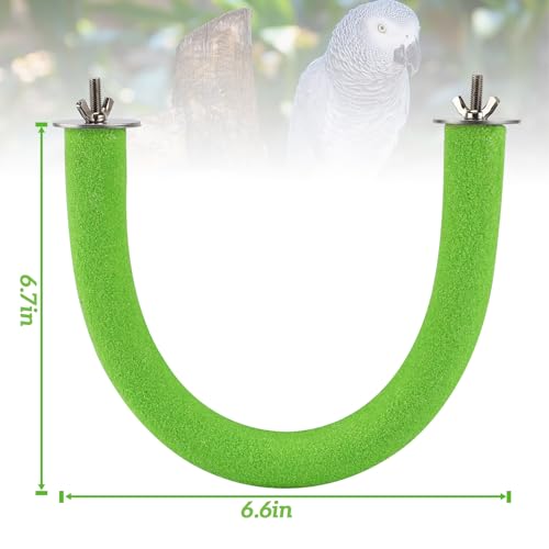 Rypet U-Shaped Large Parrot Perch, Quartz Bird Perch for Cage(Green L) | Safe Chew & Rest Perch for Large Birds, Durable Non-Toxic Cage Accessory, for Parakeets Cockatiels Conures Macaws - color: Green, size: Large