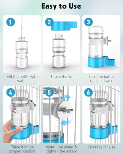Pawfly 2 Pcs Bird Water Dispenser, Automatic Bird Water Feeder, Plastic Bird Cage Water Dispenser, Blue Parrot Waterer for Parakeet Cockatiel Budgie Lovebirds (Not Fit for Food Feeding) - color: Blue, size: 2 PC