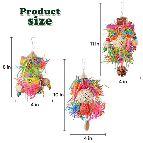 Bird Toys, Parakeet Foraging Toy, Hanging Chewing Toy, Bird Cage Accessories – Suitable for Cockatiels, Budgies, Lovebirds, Conures and Other Small Parrots - color: 3 pieces sola