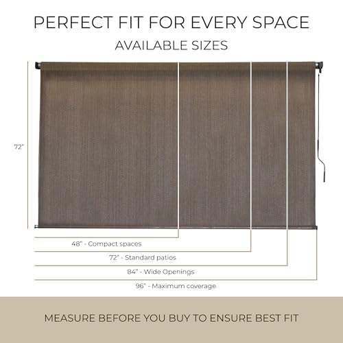 Outdoor Patio Roll Up Shade for Use on Exterior Porch, Patio, Window and More | High Density Polyethylene Privacy Screen Blocks 89% of UV Rays | Hardware Included | 6 ft Wide | Hazelwood - color: Hazelwood, size: 72"W x 72"H