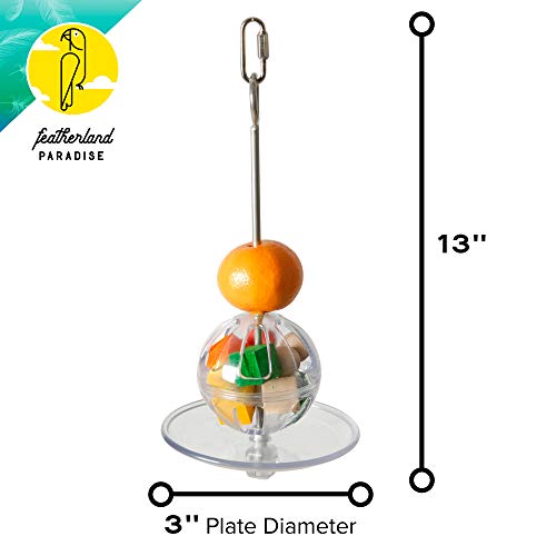 Featherland Paradise - Hanging Buffet Ball - Interactive Bird Toy and Treat Dispenser - Creative Foraging Systems - Ideal for Medium to Extra Large Birds - style: Buffet Ball & Skewer