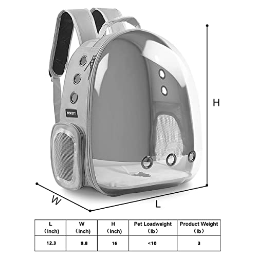 Cat Backpack Carrier, Pet Backpack, Breathable Cat Dog Space Capsule Backpack, Airline-Approved for Small Cats Dogs Birds Bunny Travel Hiking - color: GREY