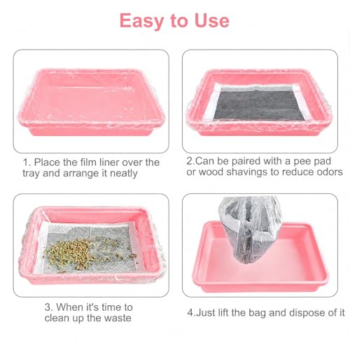 Disposable Rabbit Cage Liners, 50 Pcs Small Animal litter box Liner Bags | Quick Cleanup Leak-Proof Transparent Elastic Opening Pet Toilet Tray Film for Bird Guinea Pig Bunny Chinchilla - size: L+W+D<34 inches