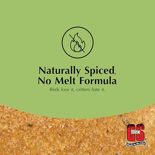 C&S Hot Pepper Delight No Melt Suet Dough 11.75 Ounces, 8 Pack | Hot Pepper suet, year-round no melt formula up to 100º F, won’t interest squirrels - size: 11.75 Ounce (Pack of 8), style: Hot Pepper, 8 Pack