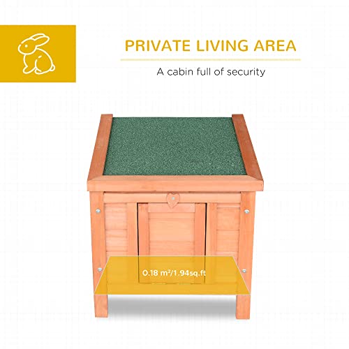 PawHut Small Wooden Rabbit Hutch Bunny Cage Guinea Pig Cage Duck House Dog House with Openable & Waterproof Roof, Natural - color: Brown