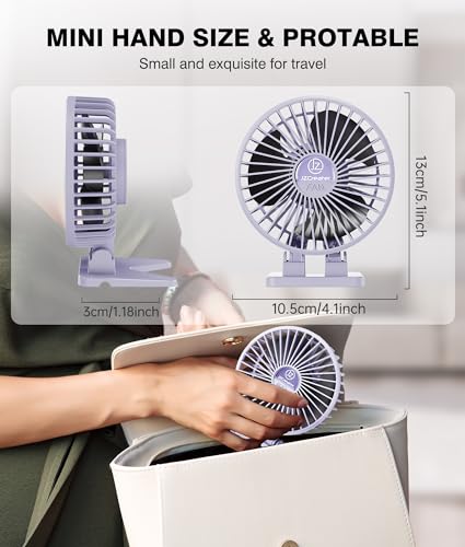JZCreater USB Desk Fan, Mini Fan Portable, 3 Speeds Desktop Table Cooling Fan, Plug in Power Fan, Rotation Strong Wind, Quiet Personal Small Fan for Home Desktop Office Travel Bedroom, Purple - color: Purple