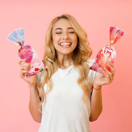 100 Pack Valentine Treat Bags,Valentines Cellophane Treat Bags, Plastic Valentines Goodie Bag Candy Cookie Bakery Heart Clear Gift Bag for Valentine's Day Holiday Wedding Party Favors Supplies - color: Valentines, size: 1 count (Pack of 100)