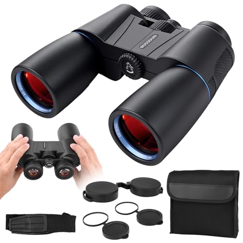 16x50 Binoculars for Adults High Powered, Professional Optics Binoculars for Bird Watching with Low Light Night Vision, HD FMC BAK4 Prism Lens, Waterproof & Fogproof for Hunting/Traveling - color: Black