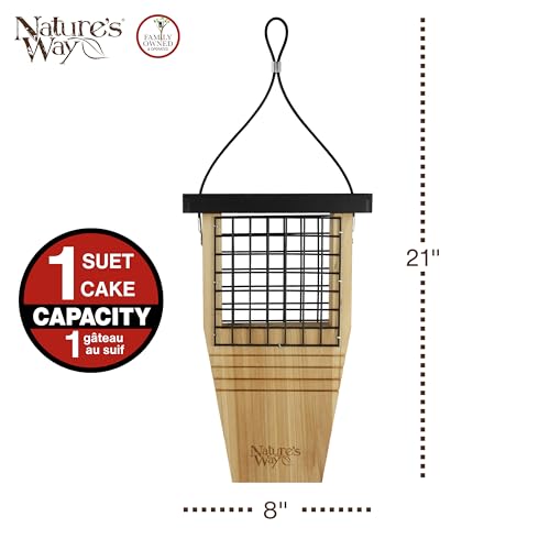 Nature's Way Bird Products CWF1 Tail-prop Suet Bird Feeder 12"H x 7.875"L x 3"W, Brown - style: Cedar Single Suet Feeder