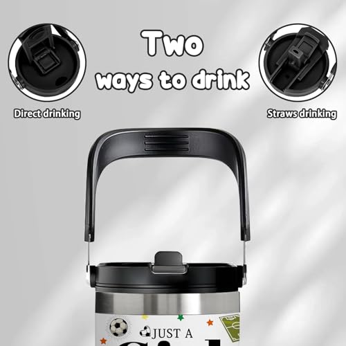 Soccer Gift for Women & Girls - 30oz Insulated Stainless Steel Tumbler with Handle, Cute Leak-Proof Water Bottle for Players, Fans - Great for Games, Practice, Christmas & Birthdays - color: Soccer1