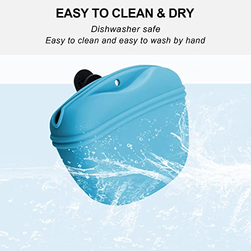 Left&Right Dog Clicker Training Kit,Silicone Dog Training Treat Pouch and Dog Clickers,Dog Treat Bag with Clicker Training for Dogs,Pet Treat Bag with Magnetic Buckle Closing and Waist Clip,Sky Blue - color: Sky Blue