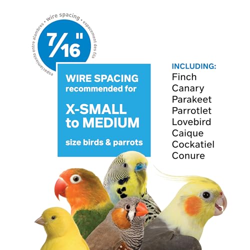 Prevue Pet Products Charming Aviary Jumbo Flight Cage - Large Metal Bird Cage with Rolling Stand, Perches, Feeders & Toy Bar, Ideal for Parakeets, Cockatiels, Lovebirds, Small & Medium Birds - Grey | Large Metal Bird Cage with Rolling Stand, Feeders & Toy