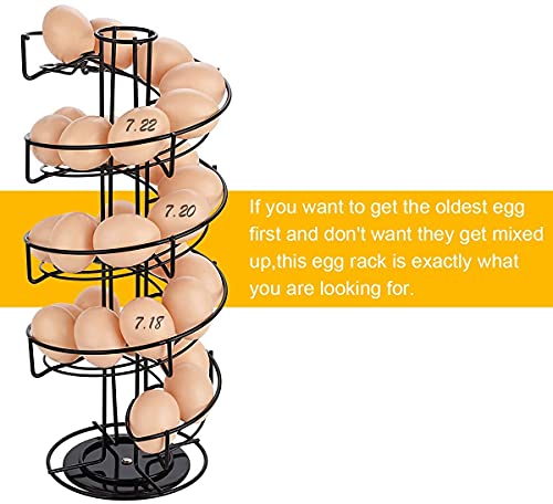 Toplife Spiral Design Metal Egg Skelter Dispenser Rack, Storage Display Rack, Black - color: Black
