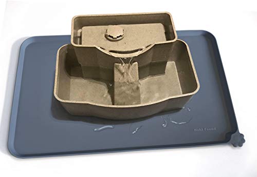 Hoki Found -Waterproof Pet Feeding Mats with High Lips - Multiple Size and Colors for Dogs, Cats & Others-G - color: Gray, size: 12"L x 19"W
