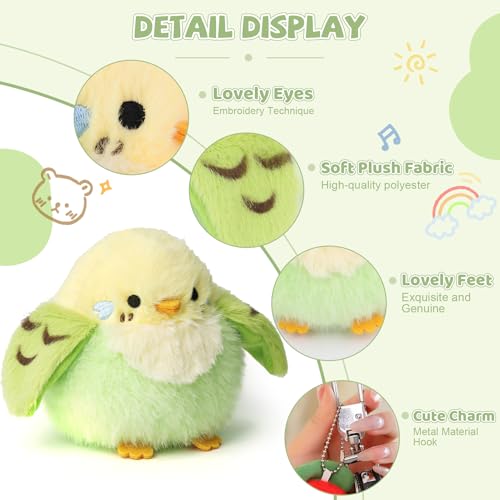 3.9 inches Parakeet Plush Toy Bird Stuffed Animal Plush Toy Holder Bag Pendant Party Christmas Birthday Valentine's Day Gifts Toys for Kids Girlfrends - color: Budgerigar