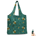 BeeGreen Reusable Grocery Shopping Bag -Travel Tote Bag - Foldable Compact Sturdy Bags - color: Green Bees, style: Standard Extra Large